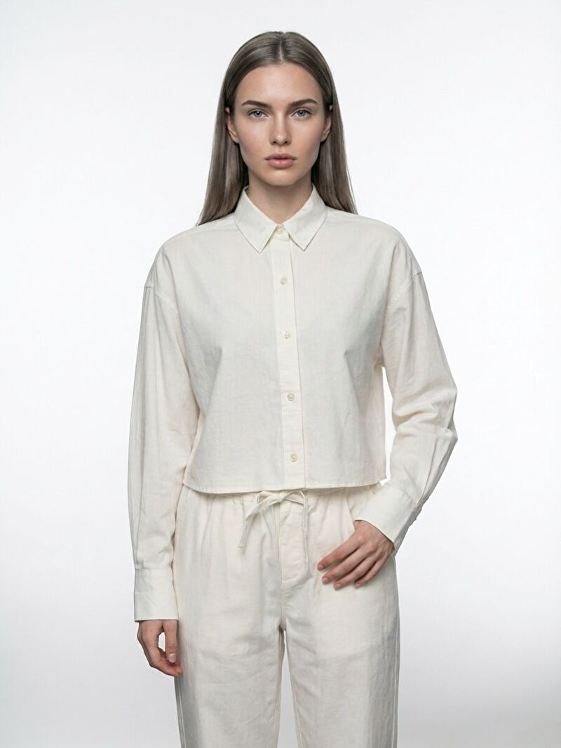 Long Crop Kadın Gömlek U.kol