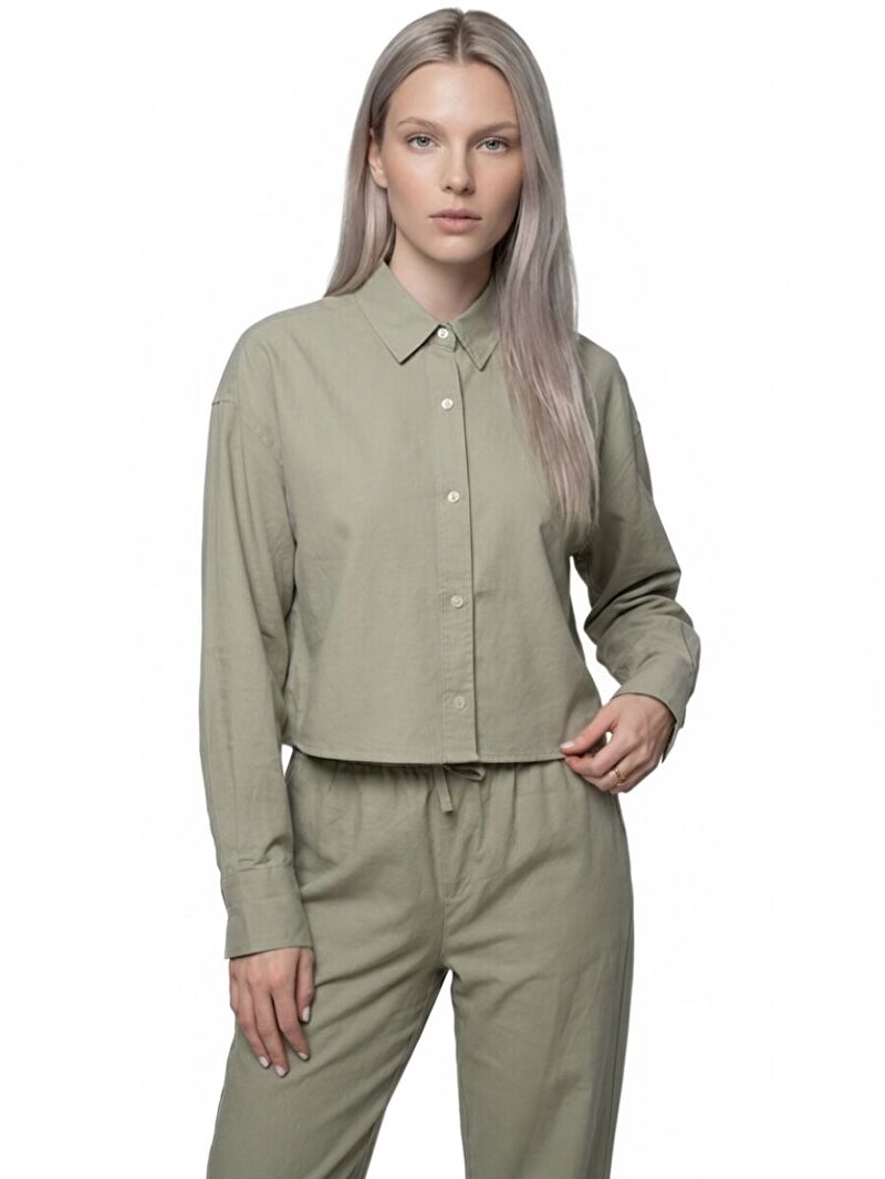 Long Crop Kadın Gömlek U.kol