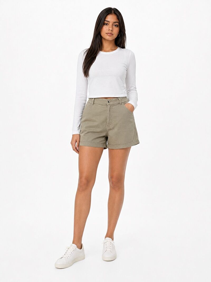 Slim Crop Fit Kadın Tshirt U.kol