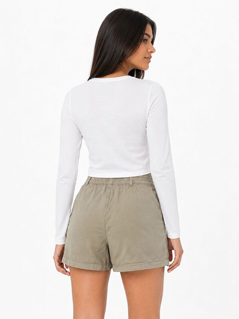 Slim Crop Fit Kadın Tshirt U.kol