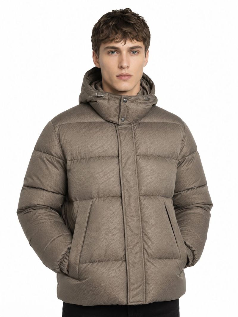 Erkek Bej Kapüşonlu Regular Fit Mont