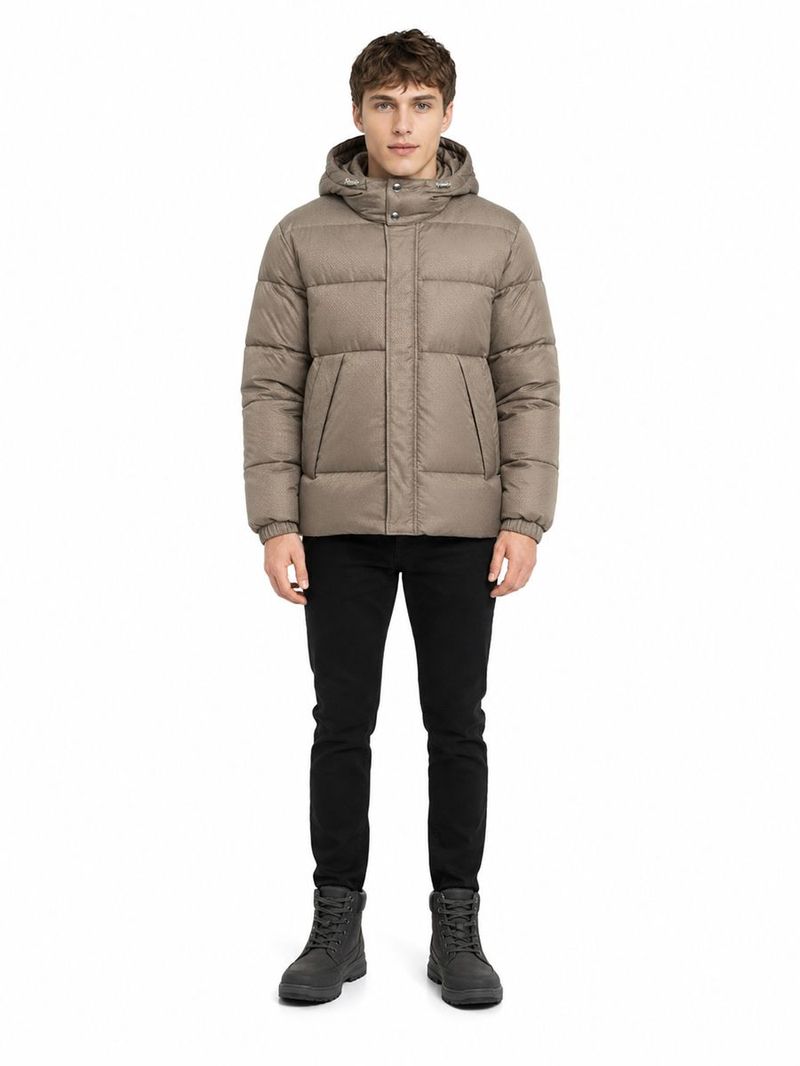 Erkek Bej Kapüşonlu Regular Fit Mont