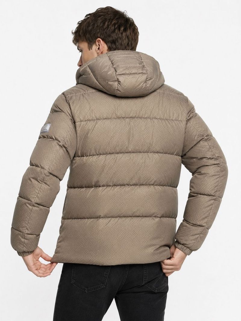 Erkek Bej Kapüşonlu Regular Fit Mont