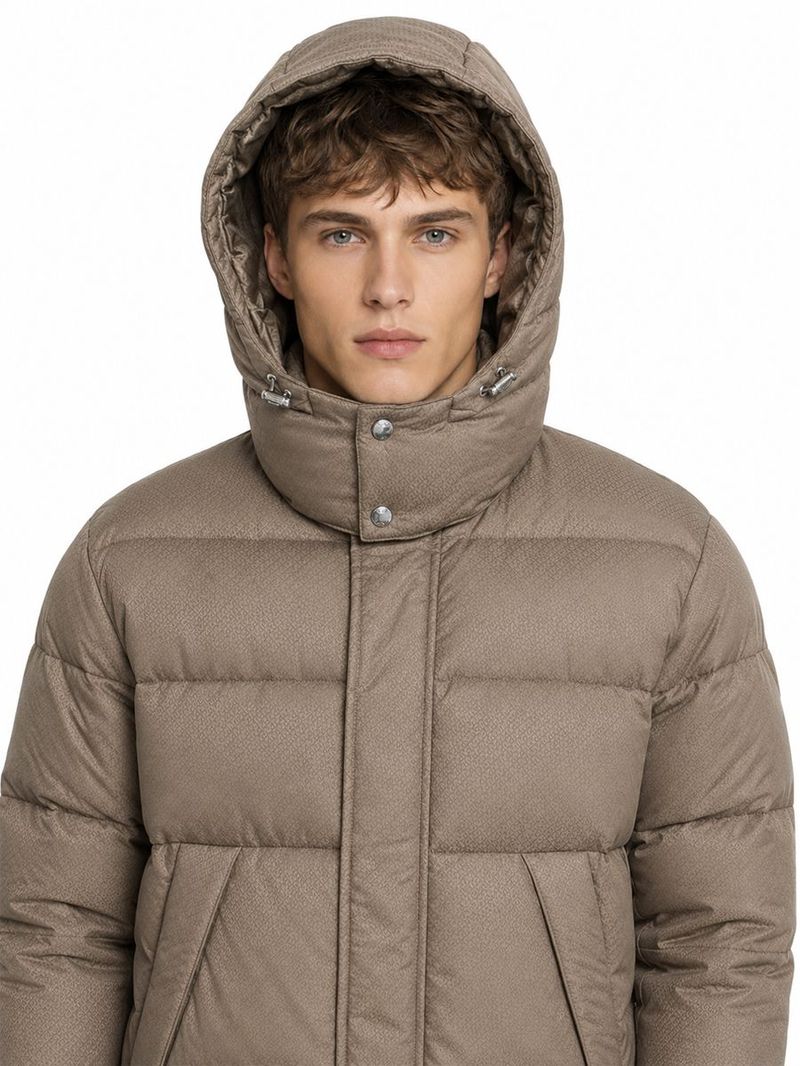 Erkek Bej Kapüşonlu Regular Fit Mont