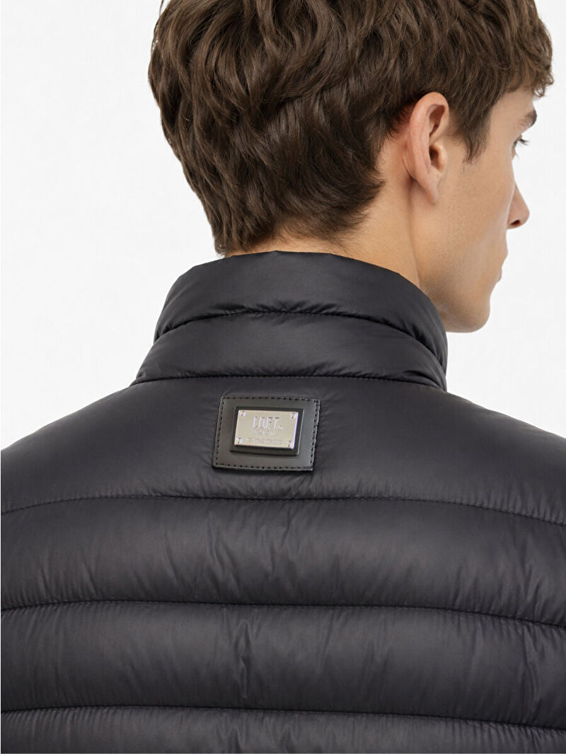 Erkek Siyah Balıkçı Yaka Regular Fit Mont