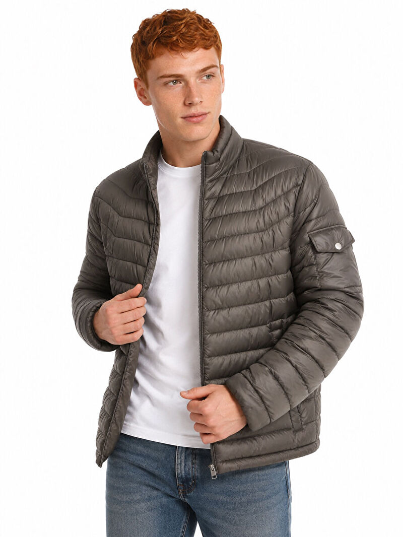 Erkek Yeşil Balıkçı Yaka Regular Fit Mont
