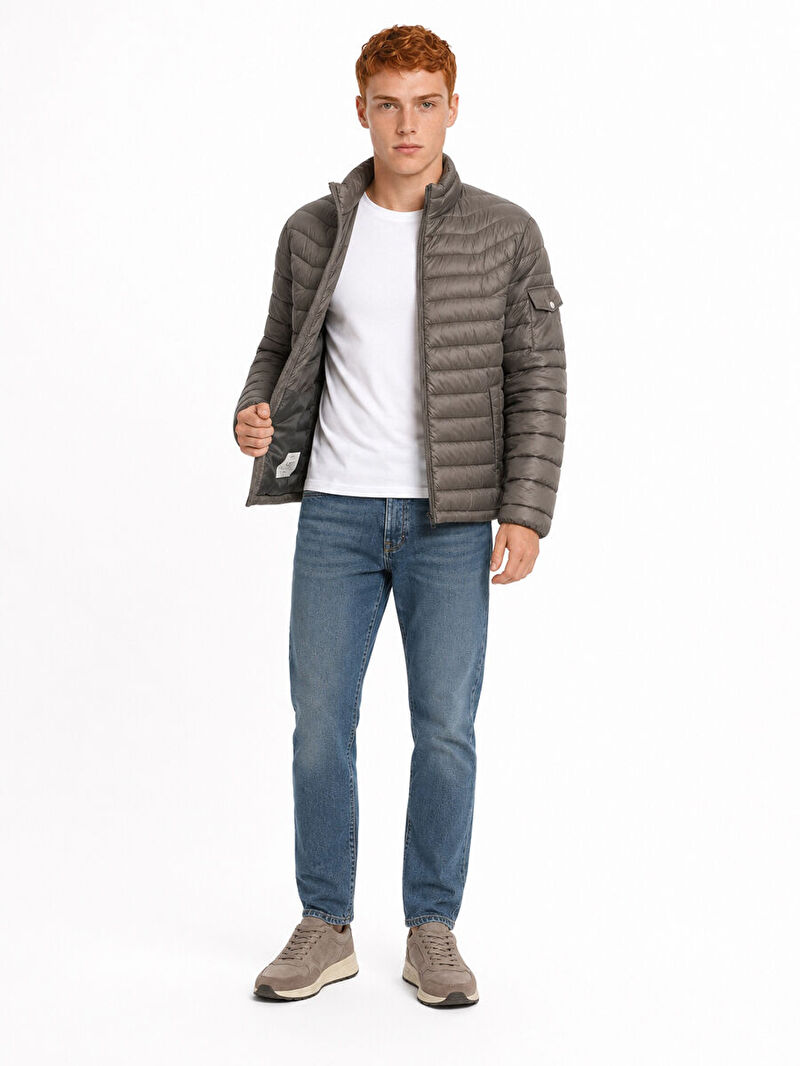 Erkek Yeşil Balıkçı Yaka Regular Fit Mont