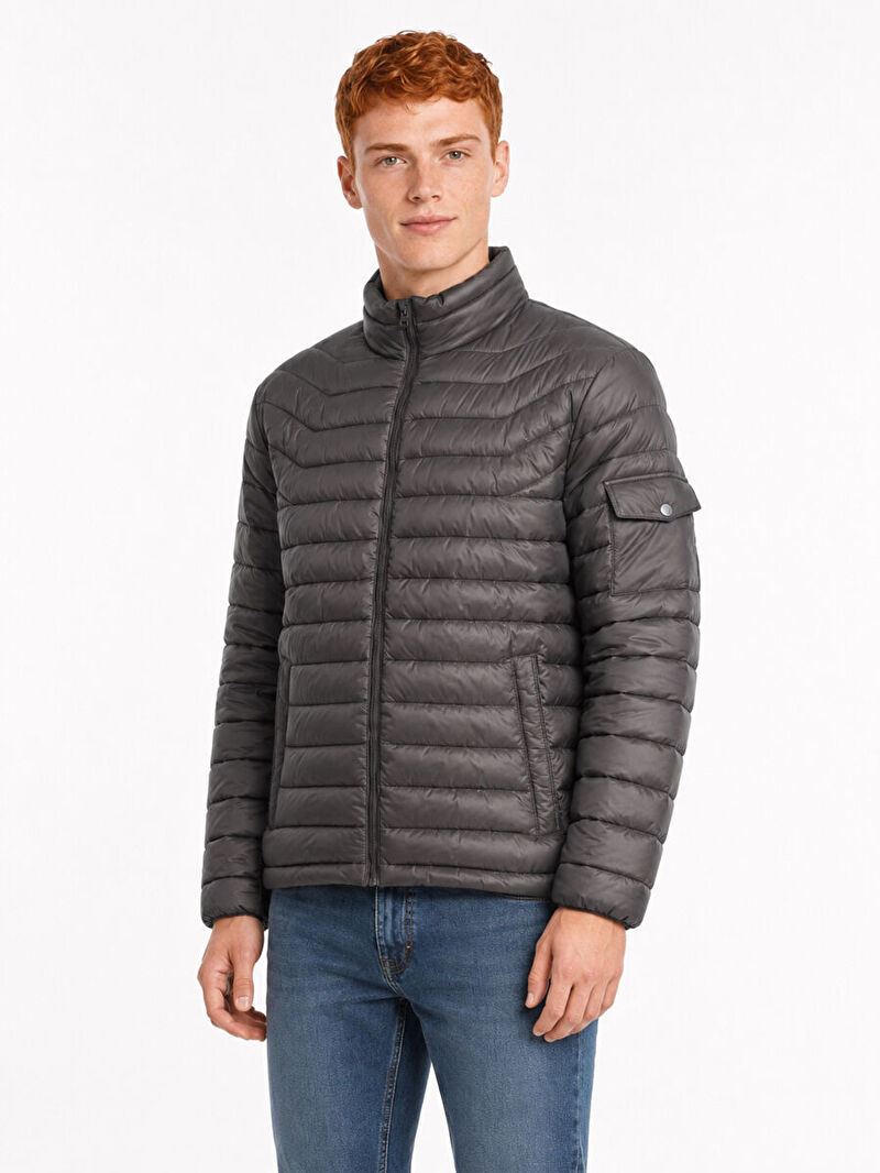 Erkek Yeşil Balıkçı Yaka Regular Fit Mont