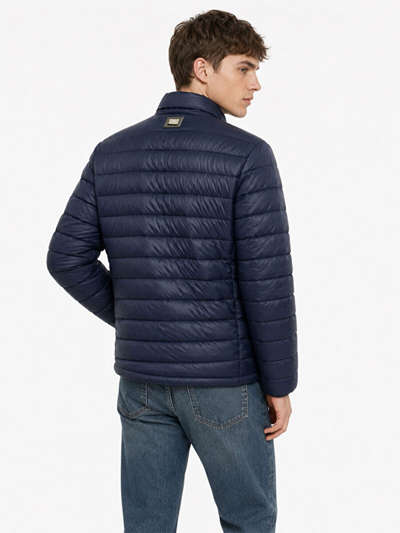 Erkek Lacivert Balıkçı Yaka Regular Fit Mont