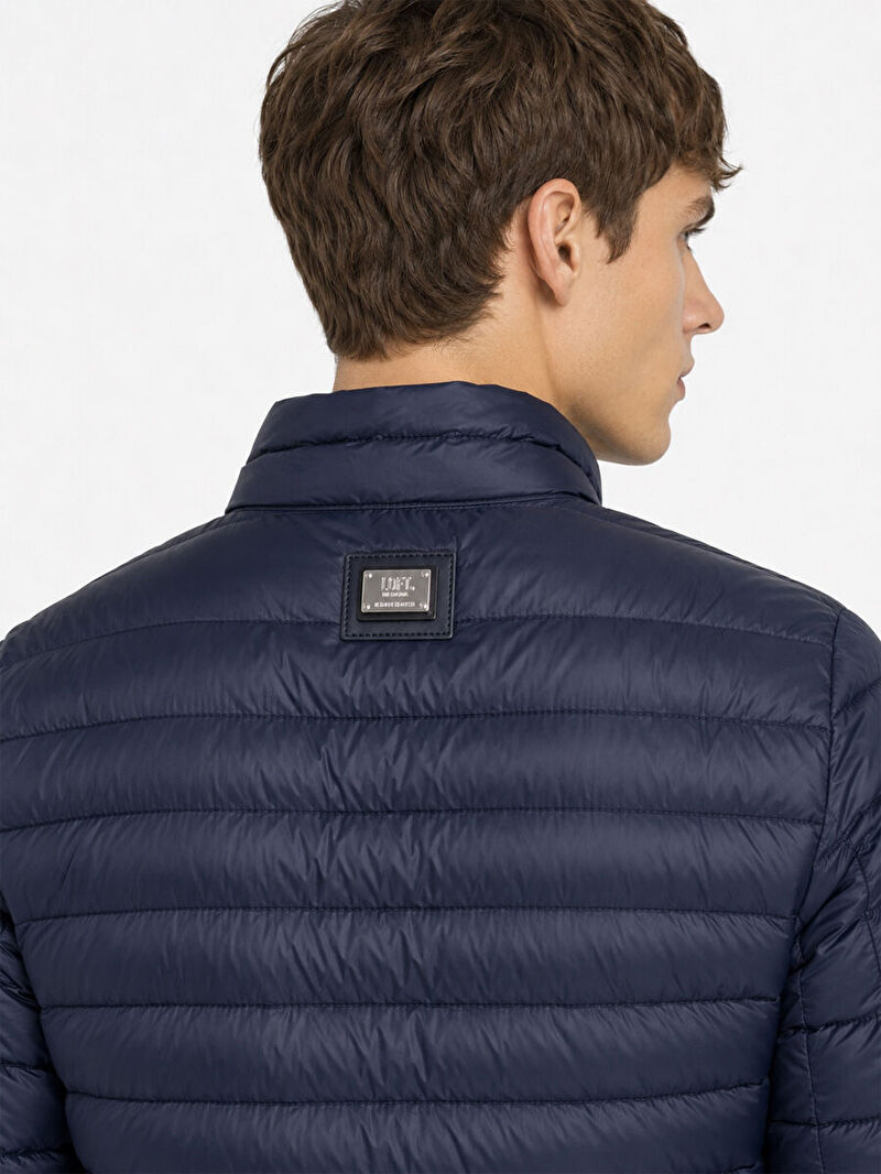 Erkek Lacivert Balıkçı Yaka Regular Fit Mont