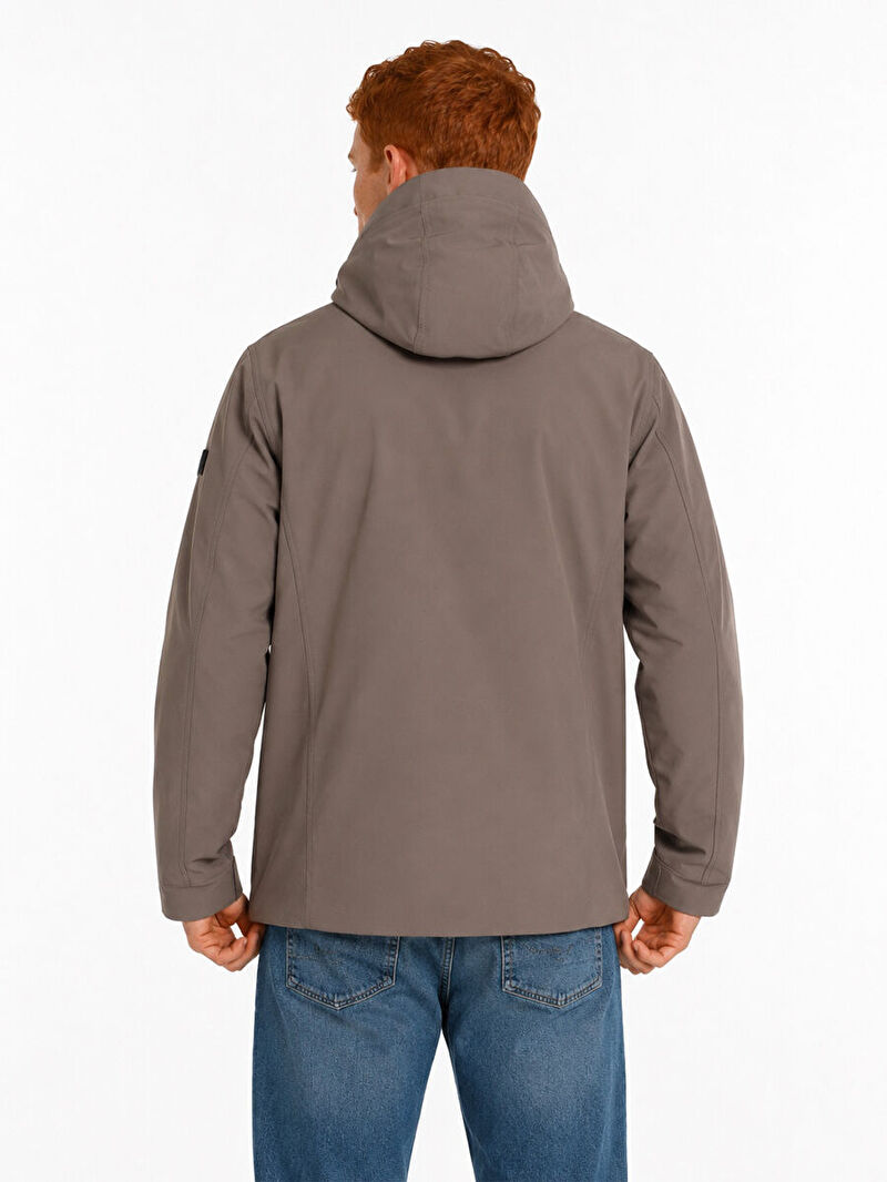 Erkek Kahverengi Kapüşonlu Regular Fit Mont