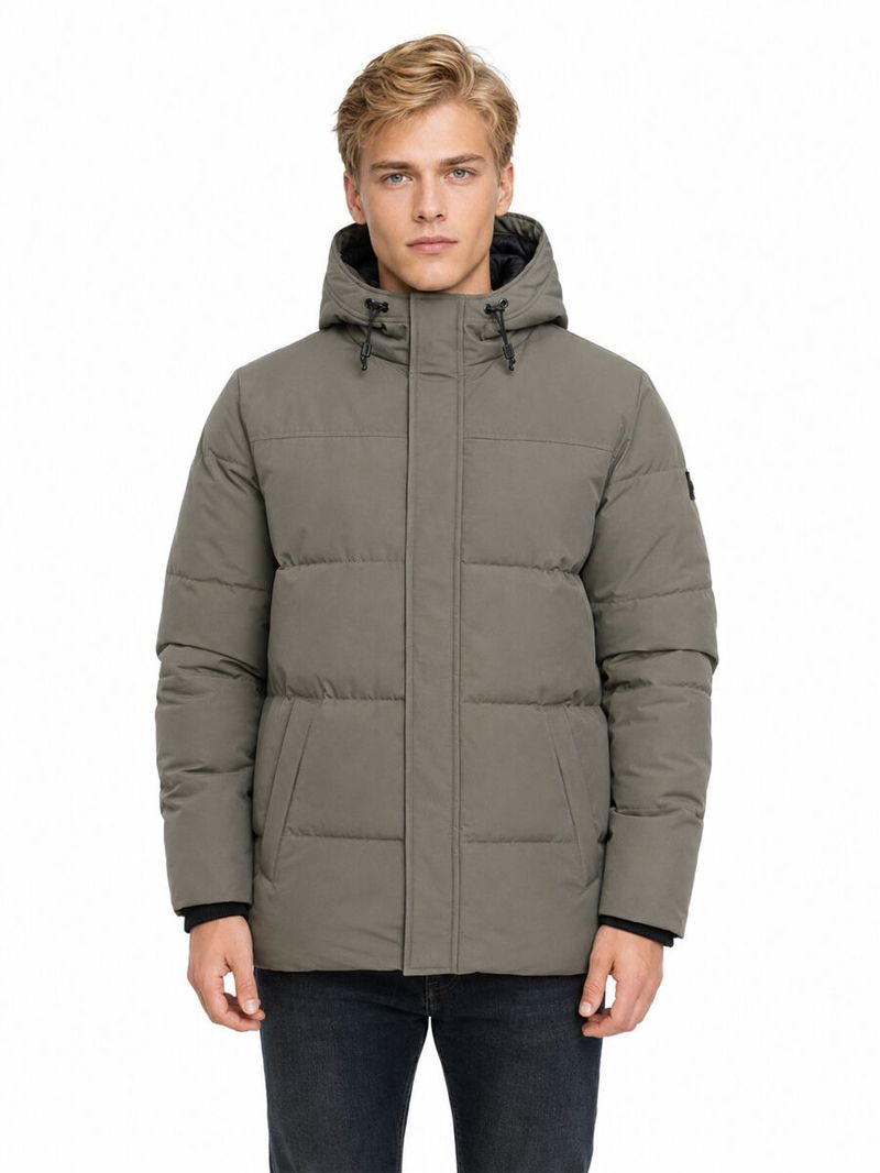 Erkek Yeşil Kapüşonlu Regular Fit Mont