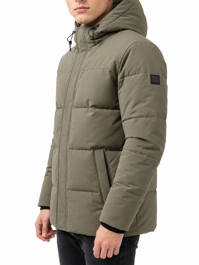 Erkek Yeşil Kapüşonlu Regular Fit Mont