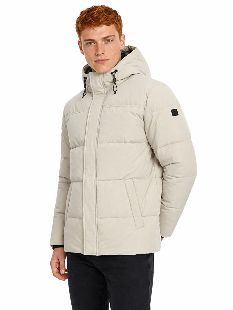 Erkek Taş Kapüşonlu Regular Fit Mont