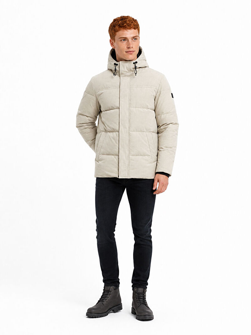 Erkek Taş Kapüşonlu Regular Fit Mont