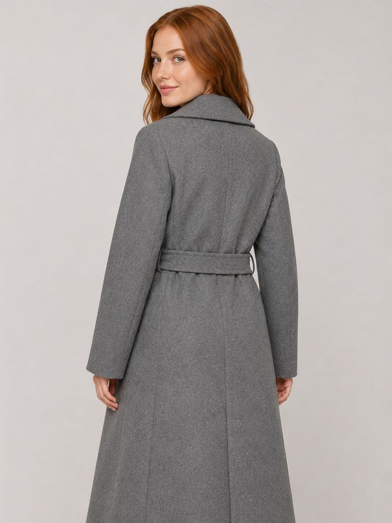 Kadın Gri Kruvaze Oversize Kaban