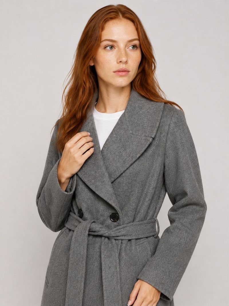 Kadın Gri Kruvaze Oversize Kaban