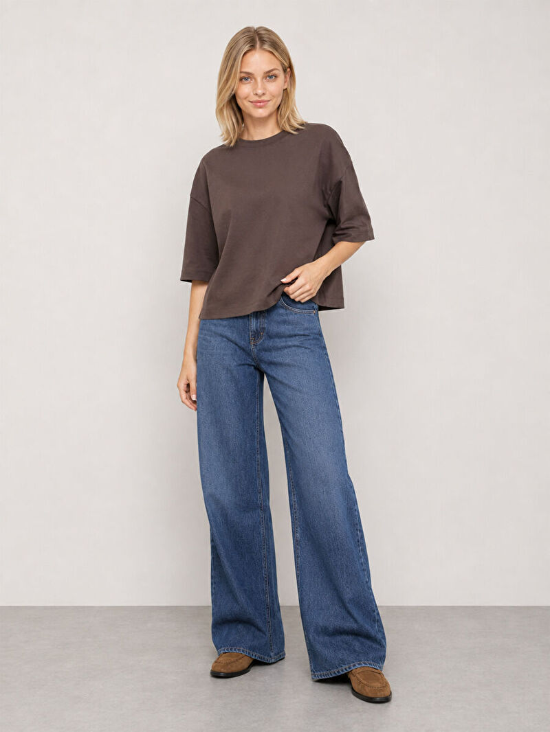 Loose Long Crop Kadın Tshirt K.kol