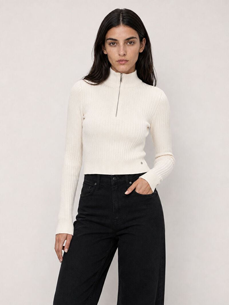 Slim Crop Fit Kadın Kazak