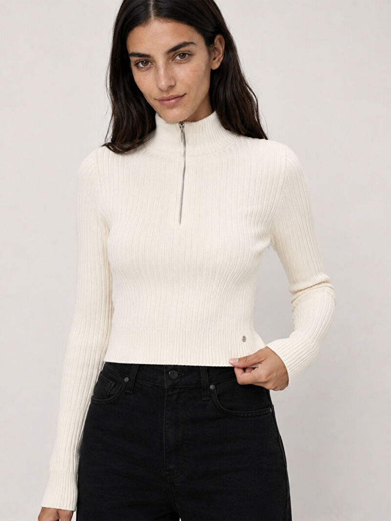 Slim Crop Fit Kadın Kazak