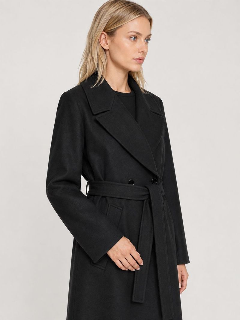 Kadın Siyah Kruvaze Oversize Kaban