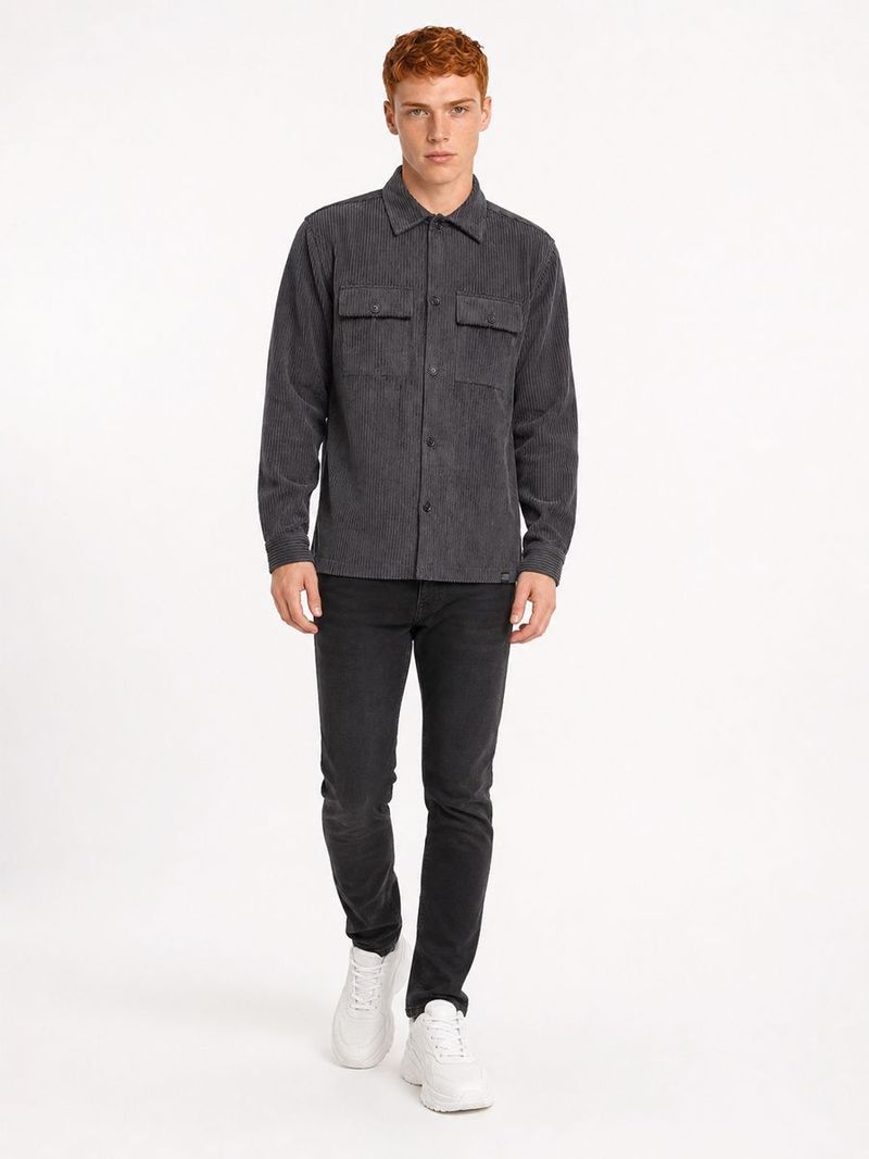 Erkek Antrasit Gömlek Yaka Relax Fit Mont