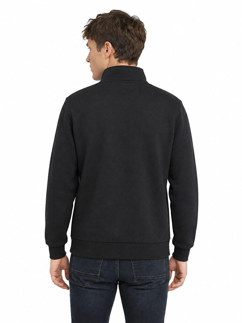 Erkek Siyah Balıkçı Yaka Regular Fit Sweatshirt