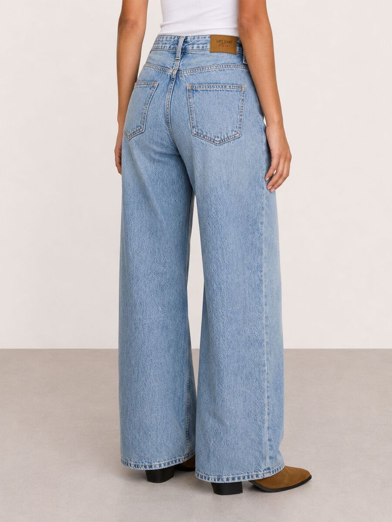 Emma Kadın Green Cast Bol Paça Yüksek Bel Regular Fit Jean Pantolon