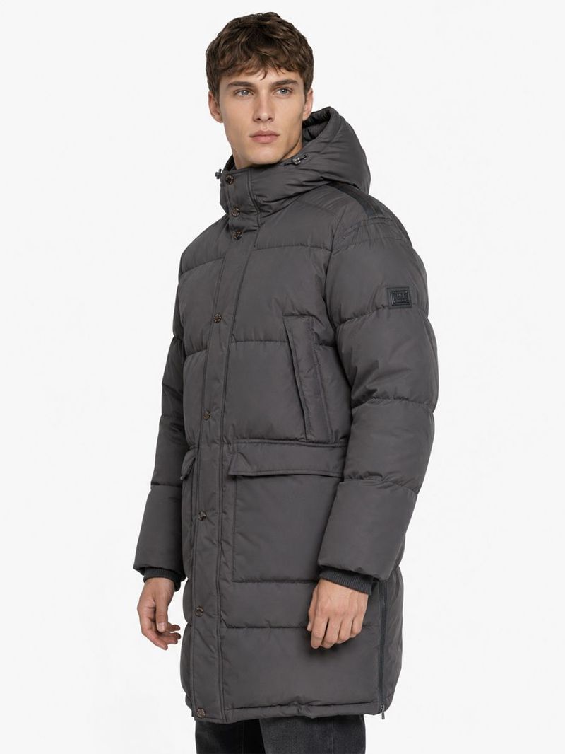 Erkek Siyah Kapüşonlu Regular Fit Kaban