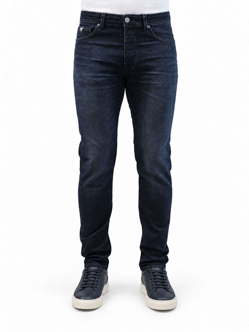 Rıcardo Erkek Mavi Siyah Dar Paça Düşük Bel Slim Fit Jean Pantolon