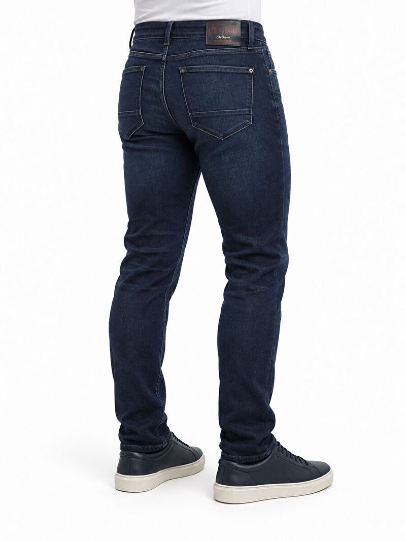 Rıcardo Erkek Mavi Siyah Dar Paça Düşük Bel Slim Fit Jean Pantolon