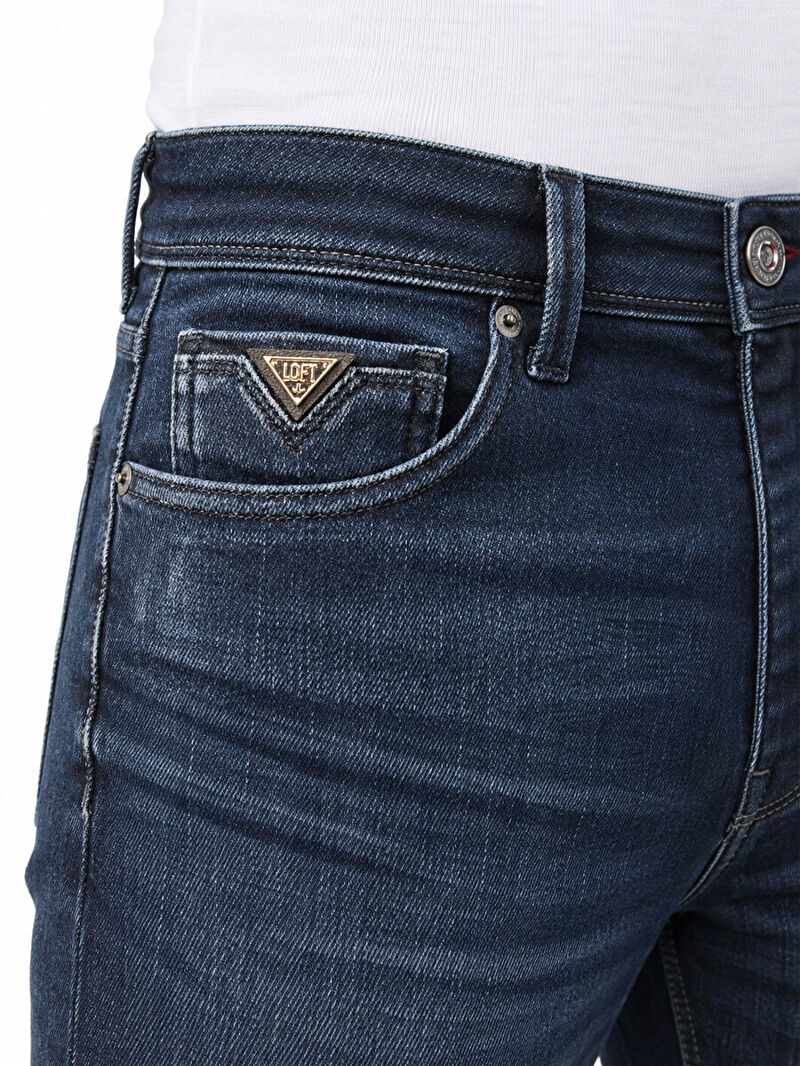 Rıcardo Erkek Mavi Siyah Dar Paça Düşük Bel Slim Fit Jean Pantolon