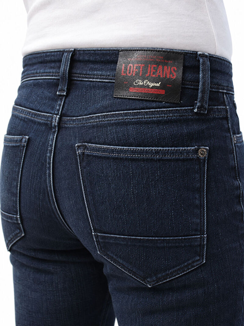 Rıcardo Erkek Mavi Siyah Dar Paça Düşük Bel Slim Fit Jean Pantolon