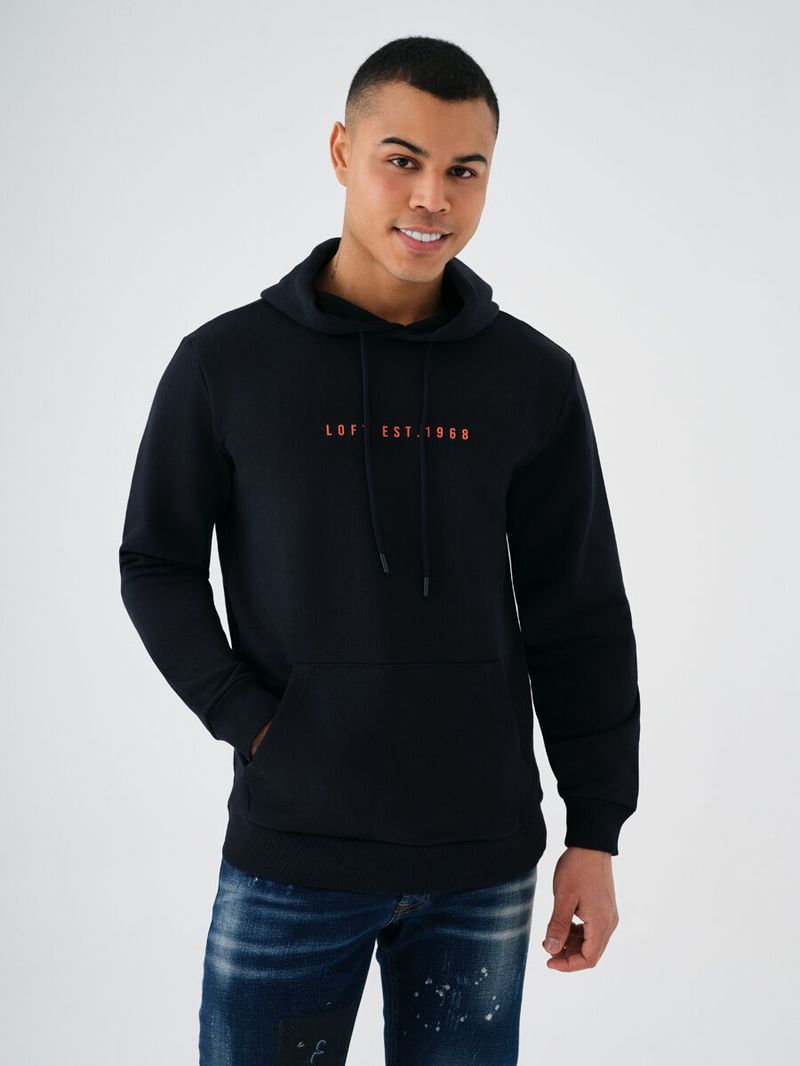 Erkek Siyah Kapüşonlu Regular Fit Sweatshirt