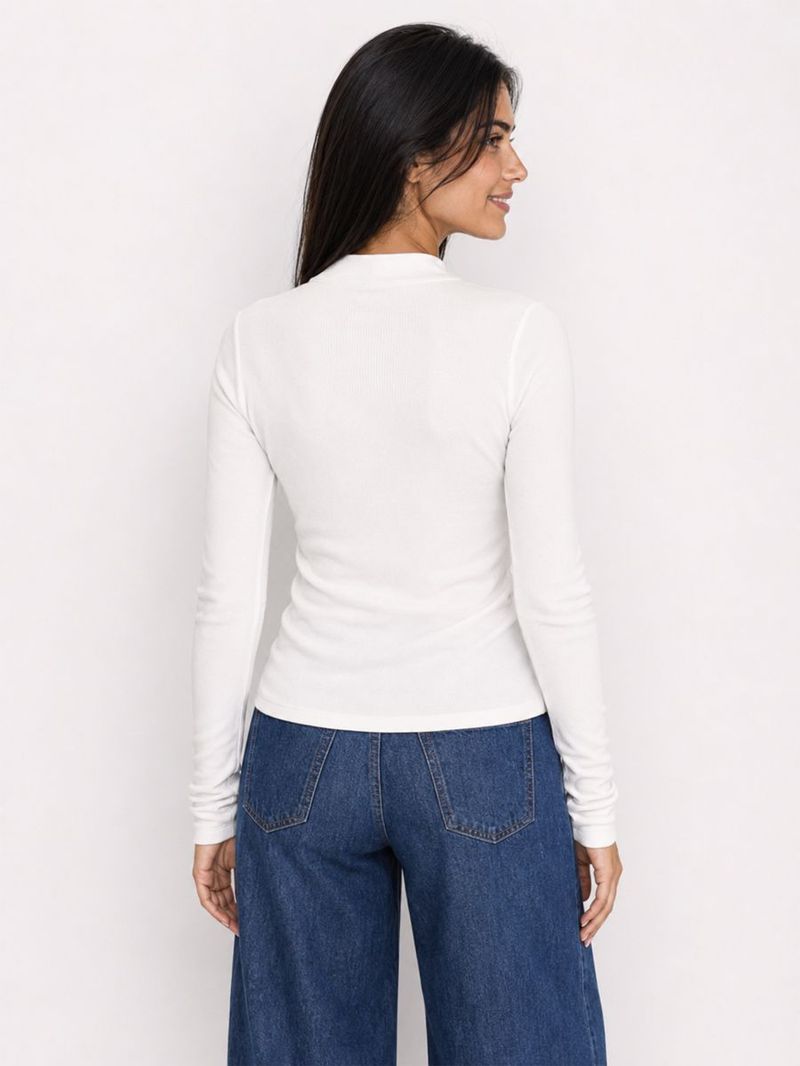 Kadın Ekru Uzun Kol    Slim Fit Bluz U.kol