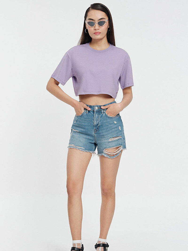 Loose Crop Kadın Tshirt K.kol