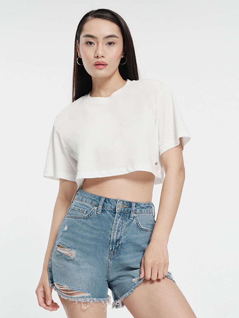 Loose Crop Kadın Tshirt K.kol