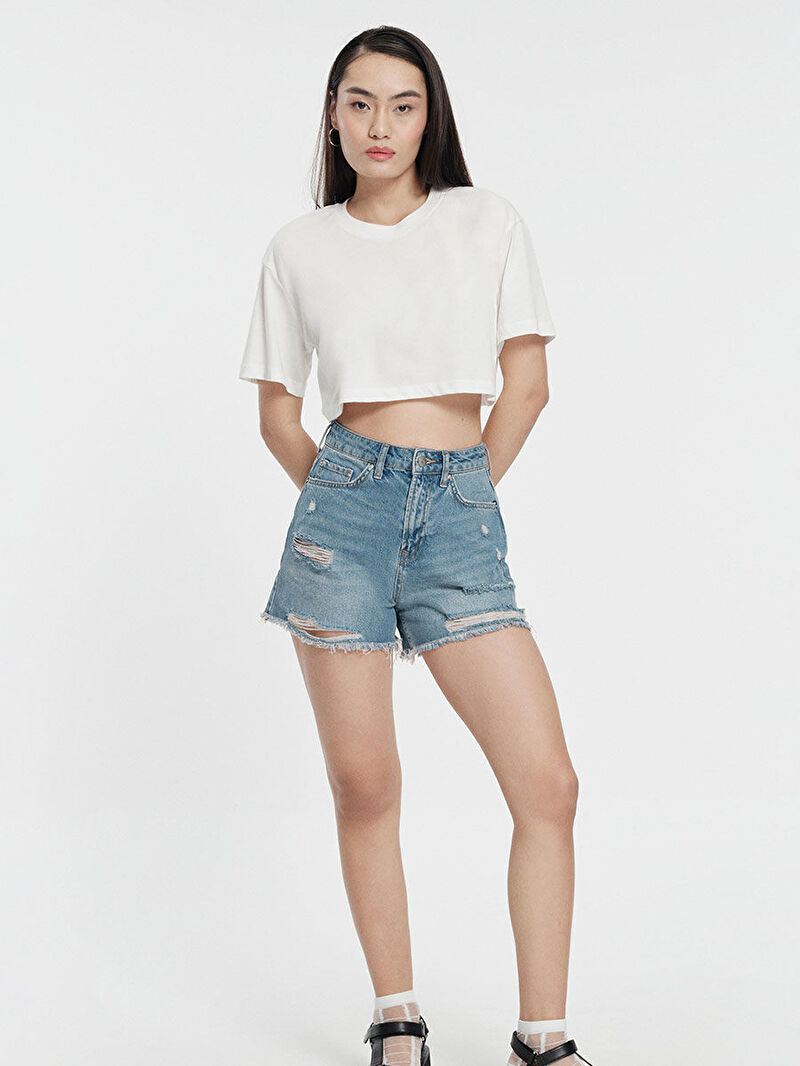 Loose Crop Kadın Tshirt K.kol