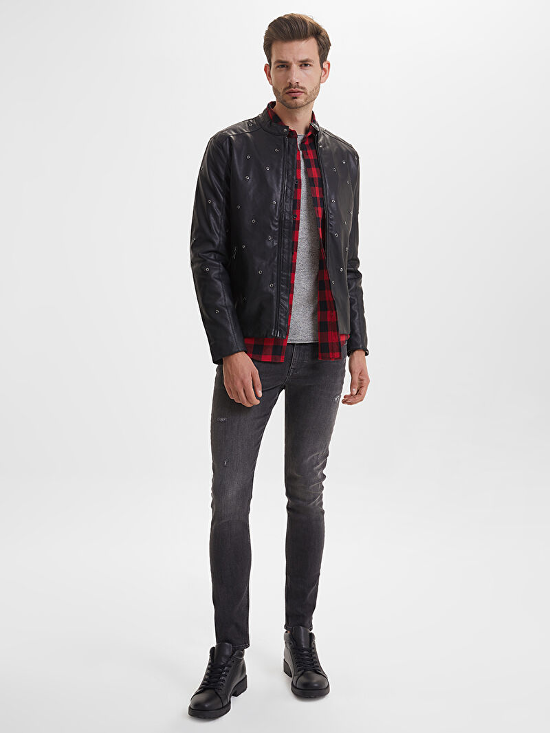 Slim Fit Erkek Mont Pu