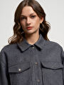 thumb-Loose Fit Kadın Gömlek U.kol