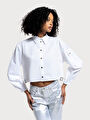 thumb-Loose Crop Kadın Gömlek U.kol