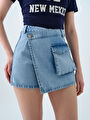 thumb-Regular Fit Kadın Şort Etek