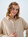 thumb-Loose Fit Kadın Gömlek U.kol