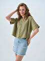 thumb-Oversize Kadın Gömlek K.kol