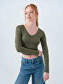 thumb-Fitted Kadın Bluz U.kol