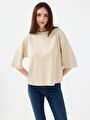 thumb-Loose Long Crop Kadın Tshirt K.kol