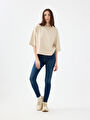 thumb-Loose Long Crop Kadın Tshirt K.kol