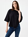 thumb-Loose Long Crop Kadın Tshirt K.kol