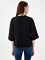 thumb-Loose Long Crop Kadın Tshirt K.kol