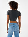 thumb-Crop Kadın Tshirt K.kol